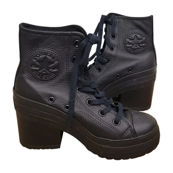 CONVERSE Chuck 70 De Luxe Leather Chunky Heel Lace Up Sneaker Boots Womens 6.5 - Picture 2 of 11